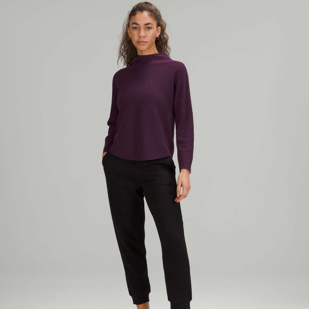 Lululemon Boxy Cotton-Blend Sweater Heathered Vintage Plum - Picture 2 of 9